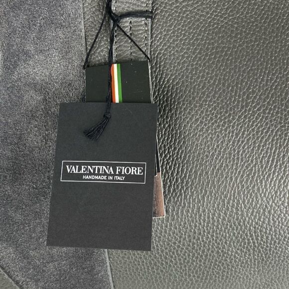 NWT Valentina Fiore Italian Gray Suede Leather Tote Bag Workcore Chic Minimalist - Picture 7 of 13